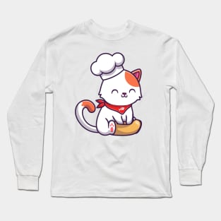 Cute Cat Chef Cooking Long Sleeve T-Shirt